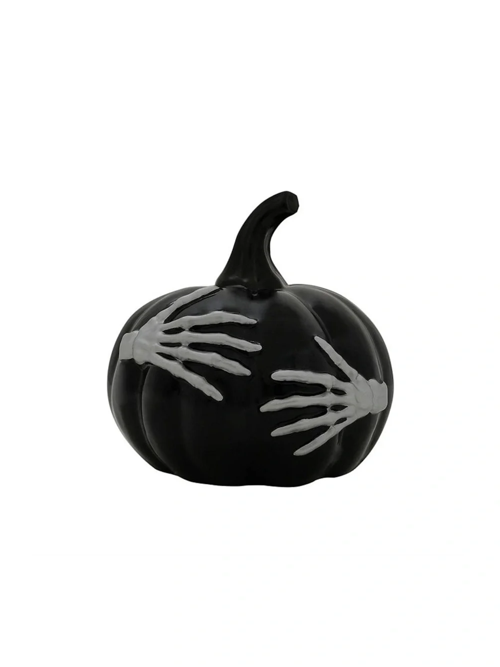 Black Skeleton Hands Decorative Pumpkin - Halloween Table Accent